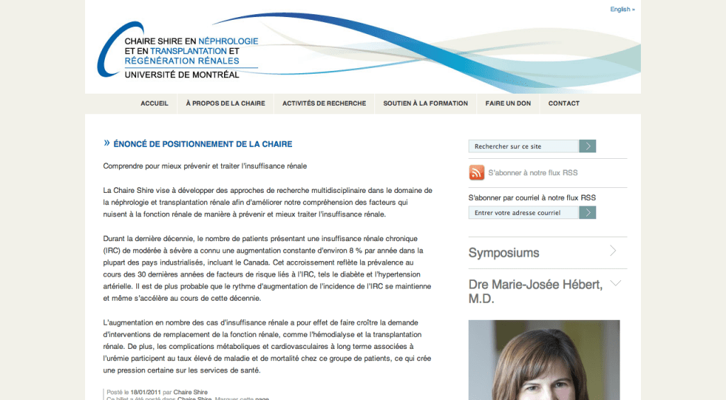 Chaire Shire – Université de Montréal Chaire Shire - Université de Montréal