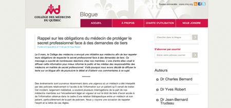 Collège des Médecins du Québec Collège des Médecins du Québec